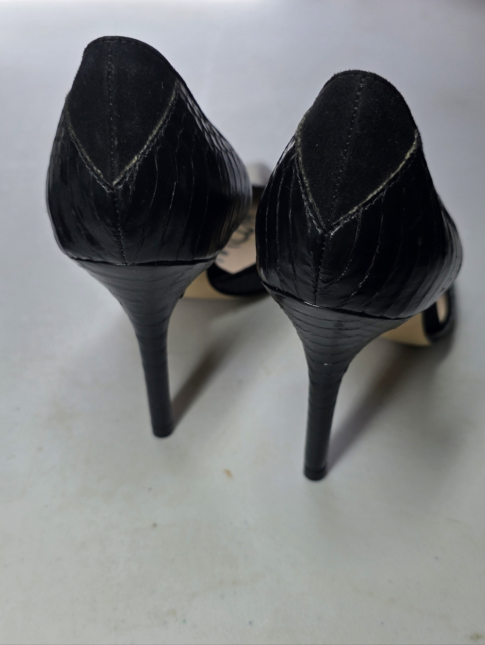 Sam Edelman Delilah D'Orsay Croc Black Leather Pump sz 8 - Picture 3 of 6